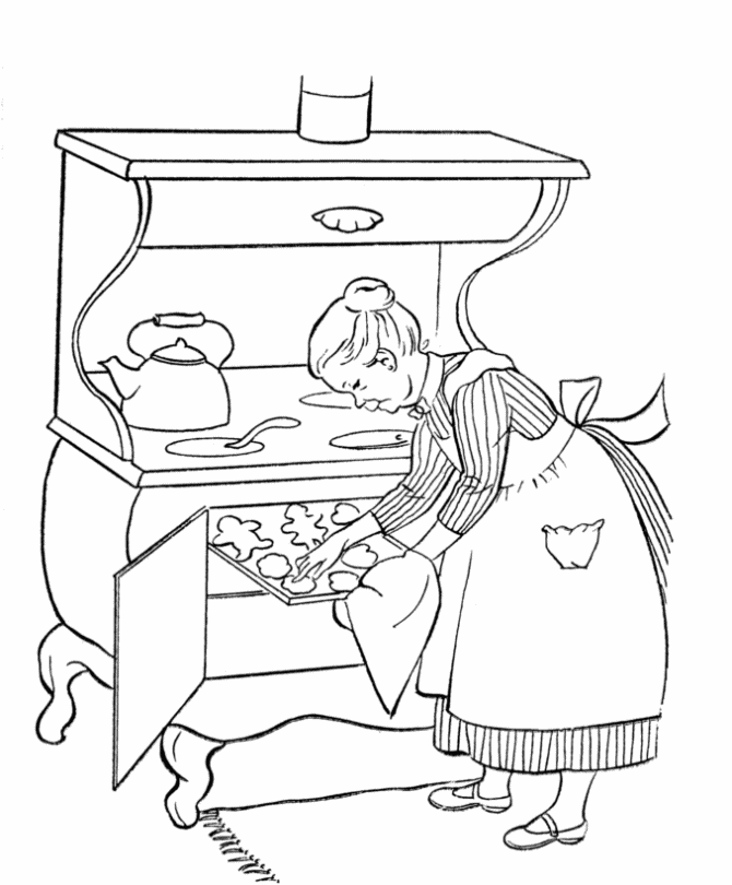 Grandparents Day Coloring page - Grandma makes cookies