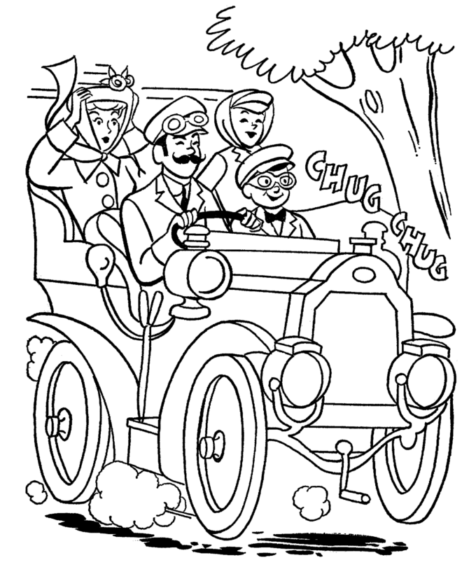 Grandpa's Old Car Coloring page