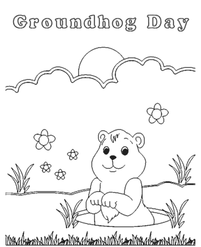 BlueBonkers - Groundhog Day Coloring Page Sheets - Groundhogs Day 11