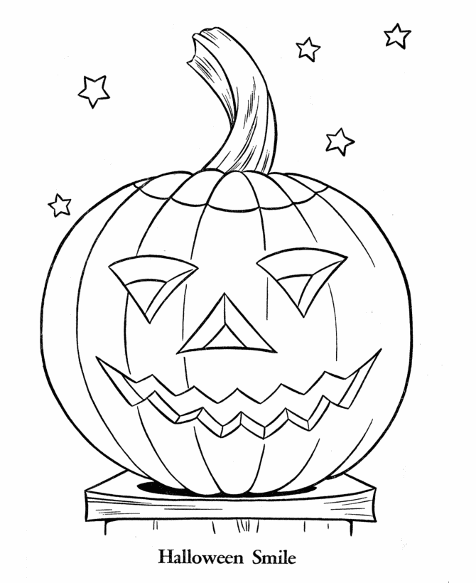 Smiling Halloween Pumpkin Coloring page