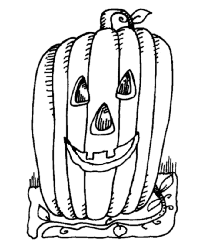 Big Pumpkin on the vine Halloween Coloring page