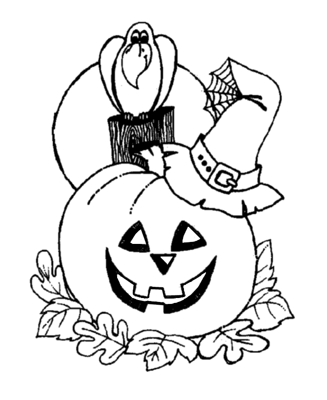 Halloween Pumpkin and Buzzard Coloring page