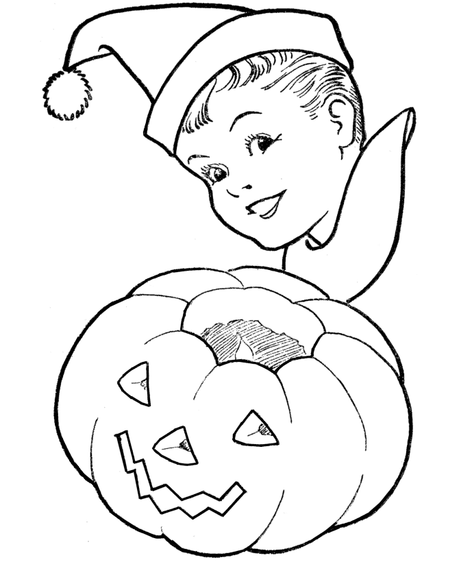 Halloween Pumpkin / Boy / Hat Coloring page 