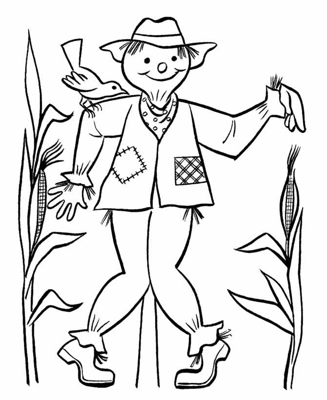 Halloween Farm Scarecrow Coloring page