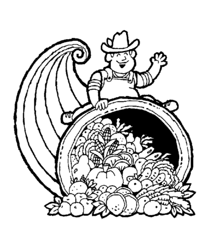 Halloween Farmer Cornucopia Coloring page