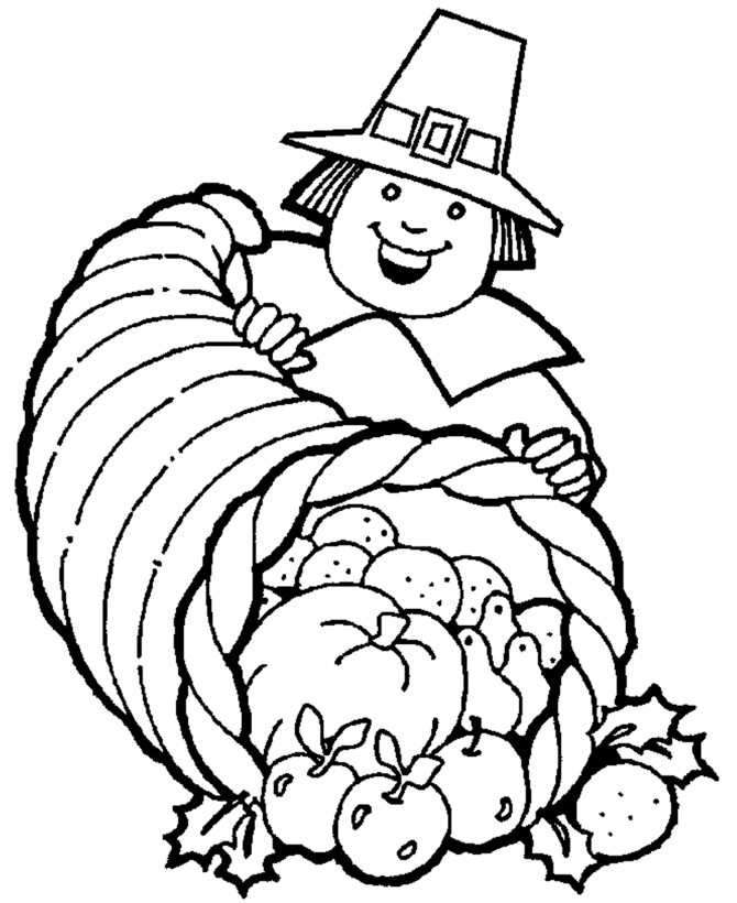 Halloween Pilgrim Cornucopia Coloring page