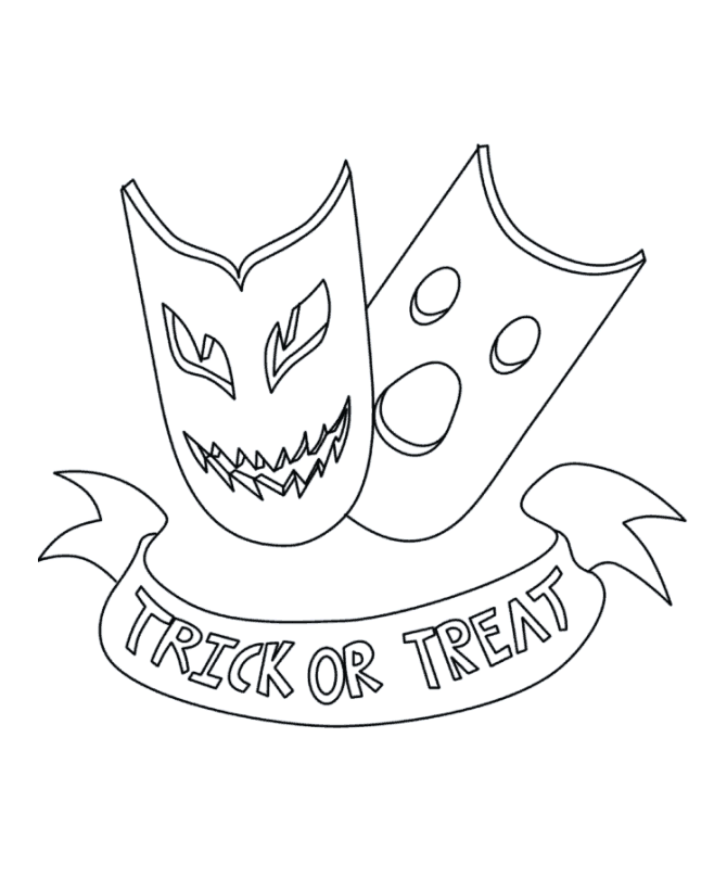 Halloween Trick or Treat Masks Coloring page