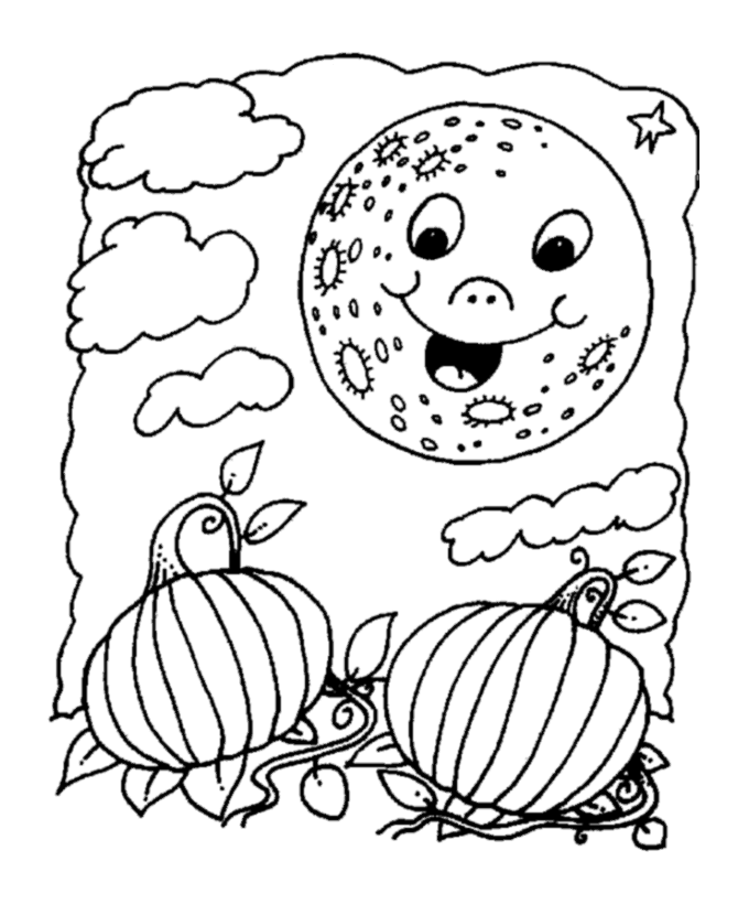 Fun Full Moon Pumpkin Patch coloring page