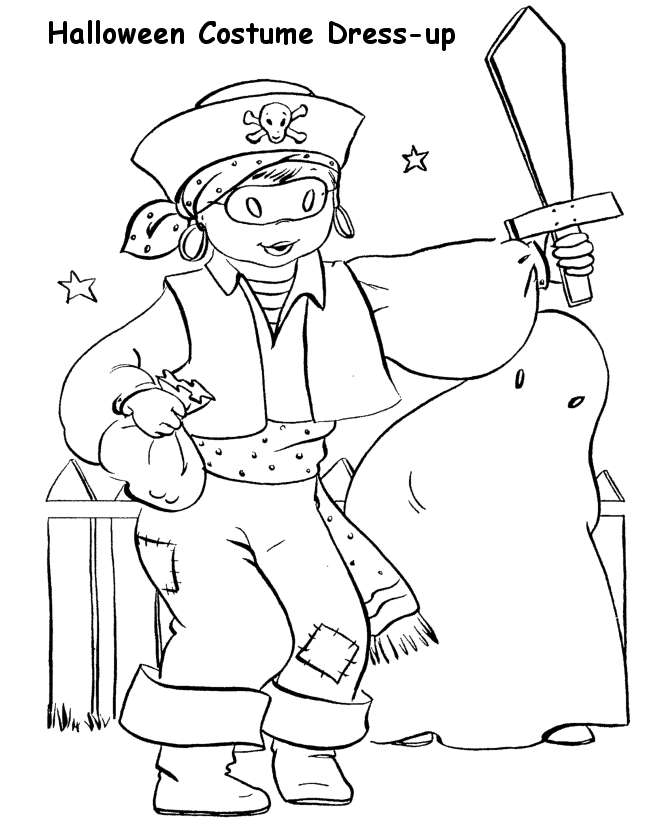 Halloween Costume Coloring Page - Pirate costume - Free Printable