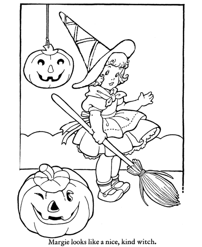 Halloween Costume Coloring Page - Kind Witch costume - Free Printable