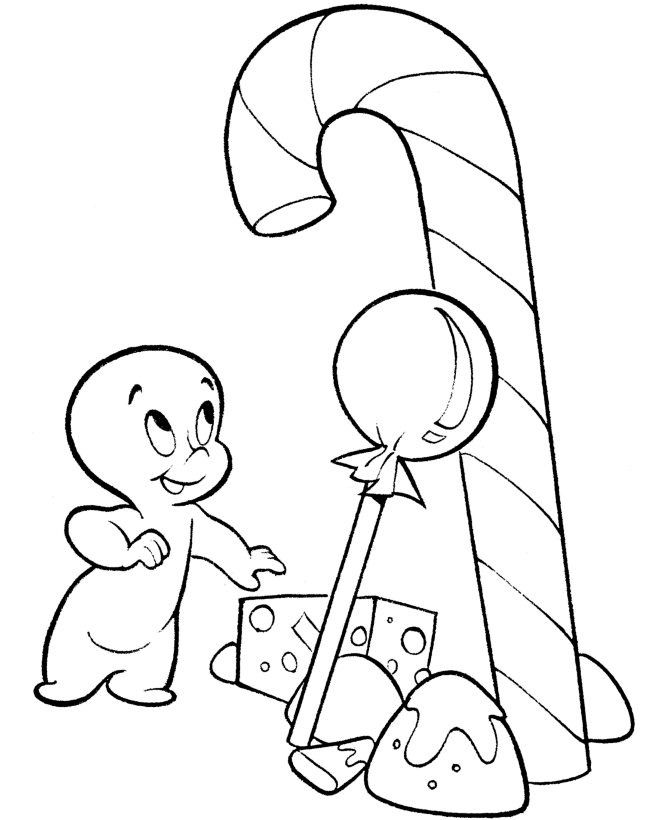 Candy Cane Halloween Ghost Coloring pages
