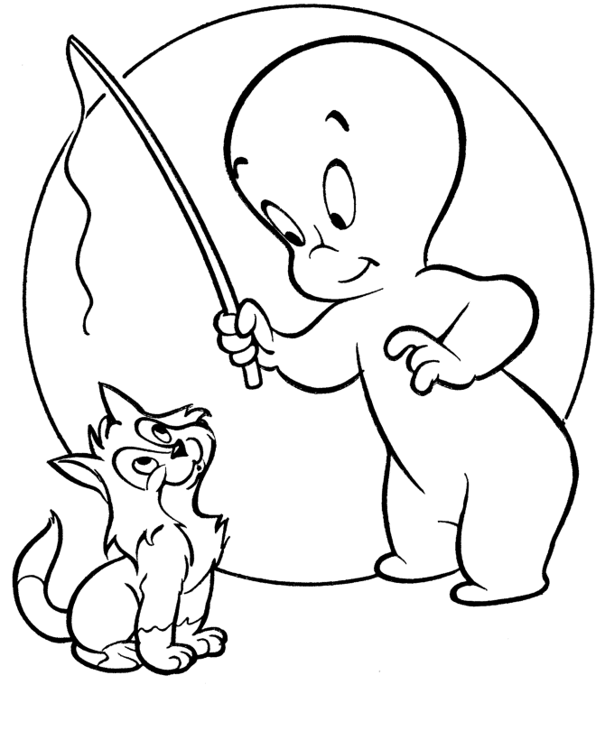 Casper Ghost and cat Coloring pages