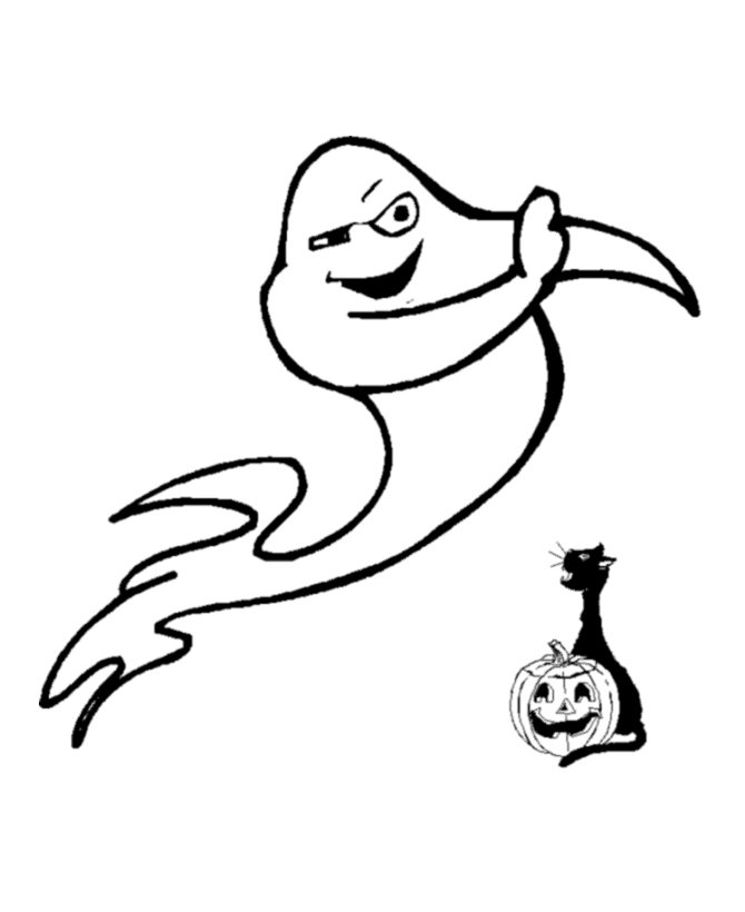  Halloween Scary Ghost and Cat Coloring pages