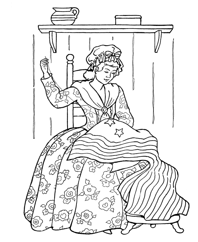 July 4th - Betsy Ross sewing the first US flag