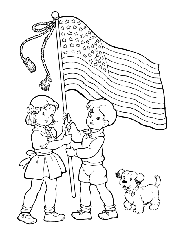 July 4th - Boy and Girl with a US Flag