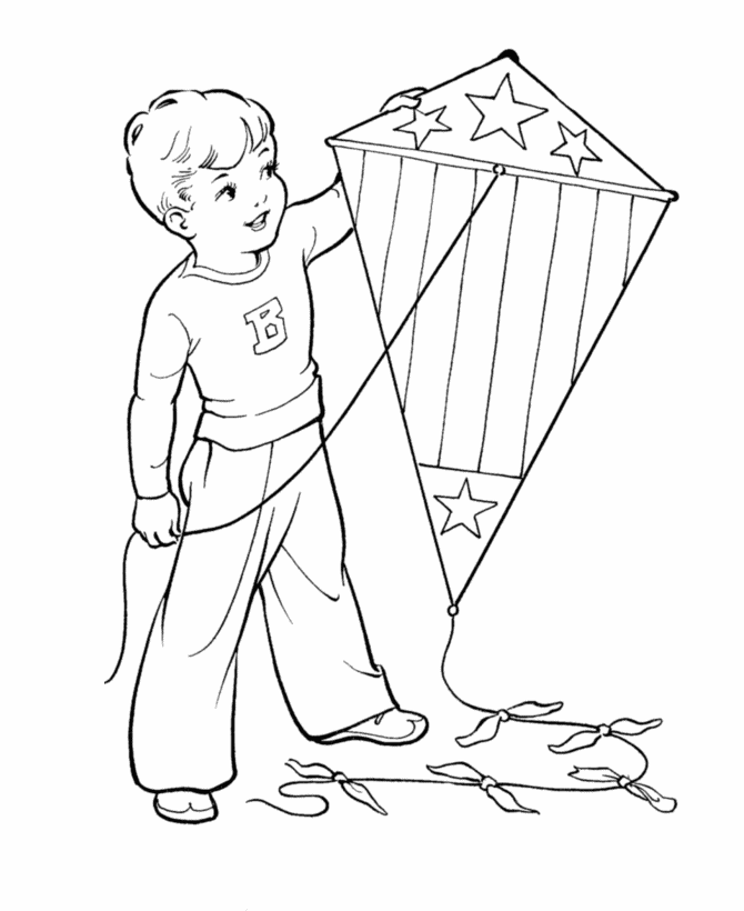 July 4th - Boy with US flag Kite