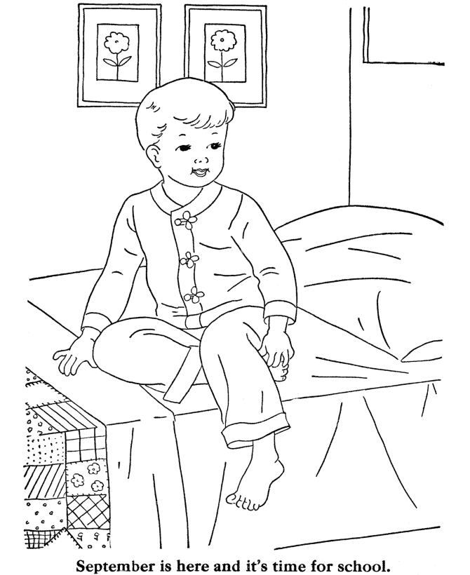 ... getting ready for bed - Free Printable Kids Coloring Sheets - for Boys