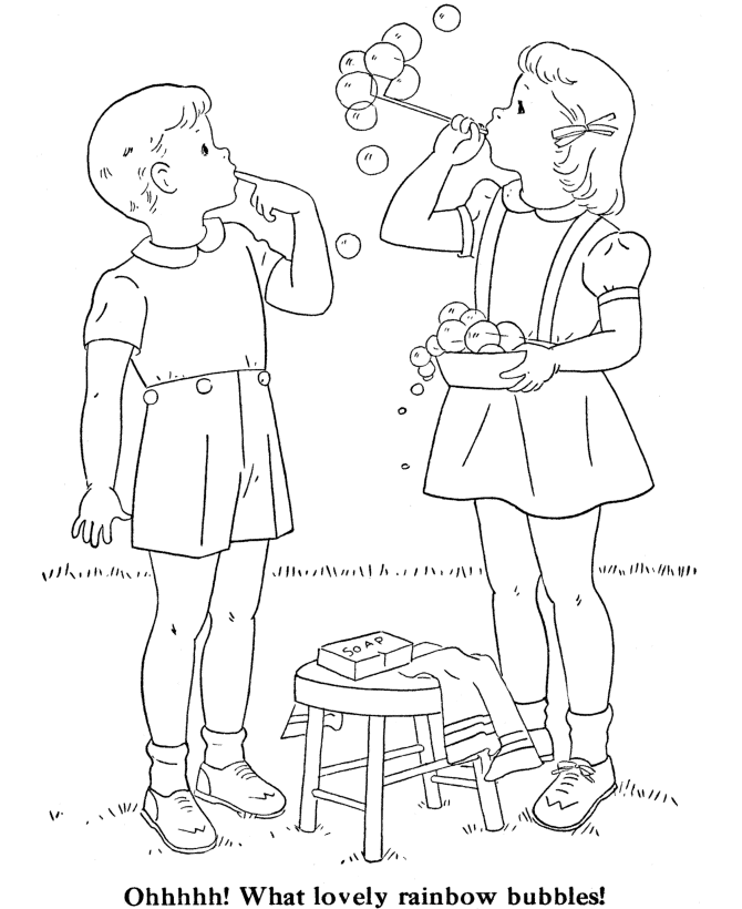 Bluebonkers Kids Coloring Pages Blowing Bubbles Free