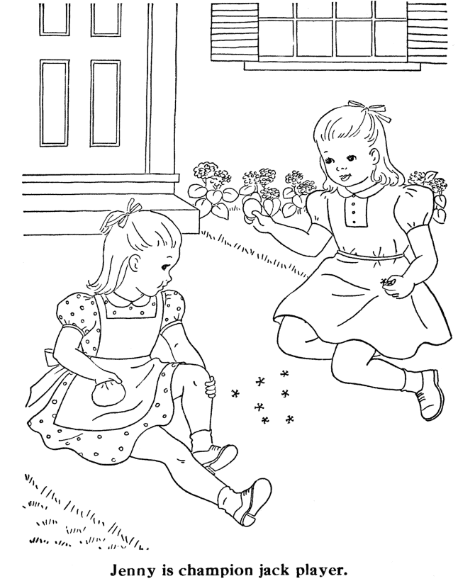 2 girls playing Colouring Pages page 2