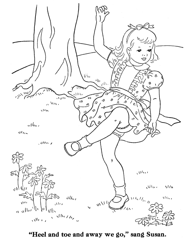 BlueBonkers: Girl Coloring Pages  Dancing in the Spring 