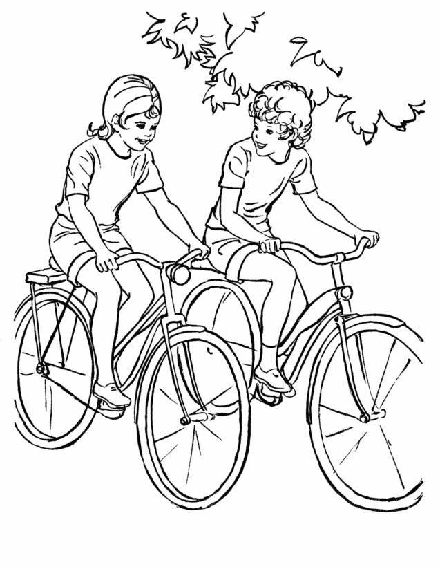 girls bike Colouring Pages
