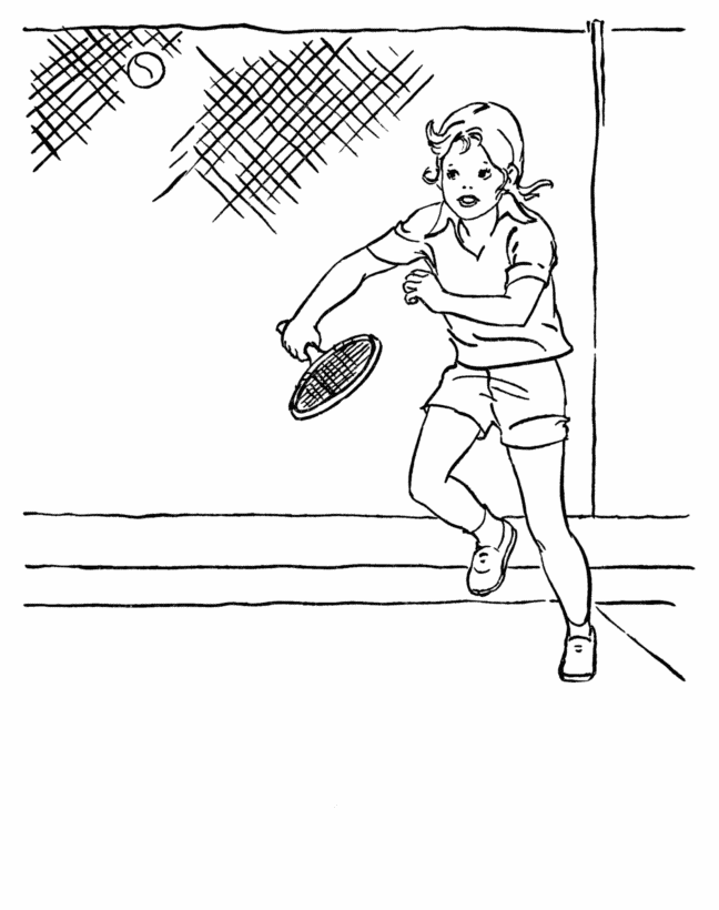 BlueBonkers: Girl Coloring Pages  Girl on tennis court 