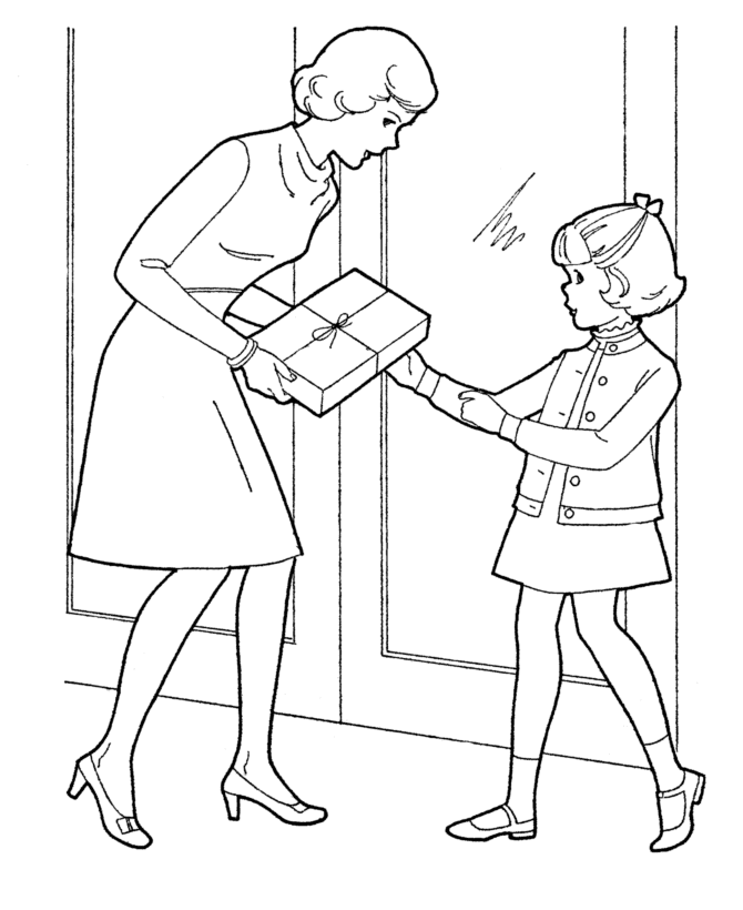 A special present for Mom | Mother's Day Coloring Page