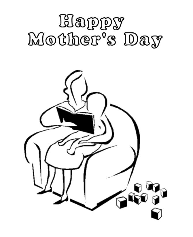 Mother reading to child on sofa | Mother's Day Coloring Page