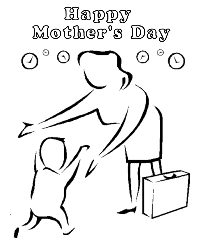 Cartoon Mom in a Heart | Mother's Day Coloring Page