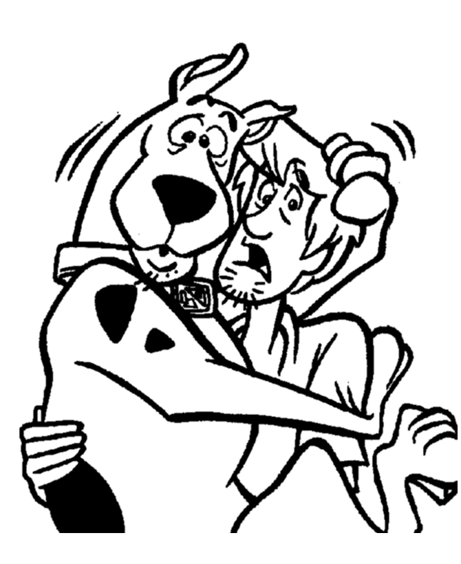 Scooby Doo Coloring Pages Scooby Doo and Shaggy are frightened Free
