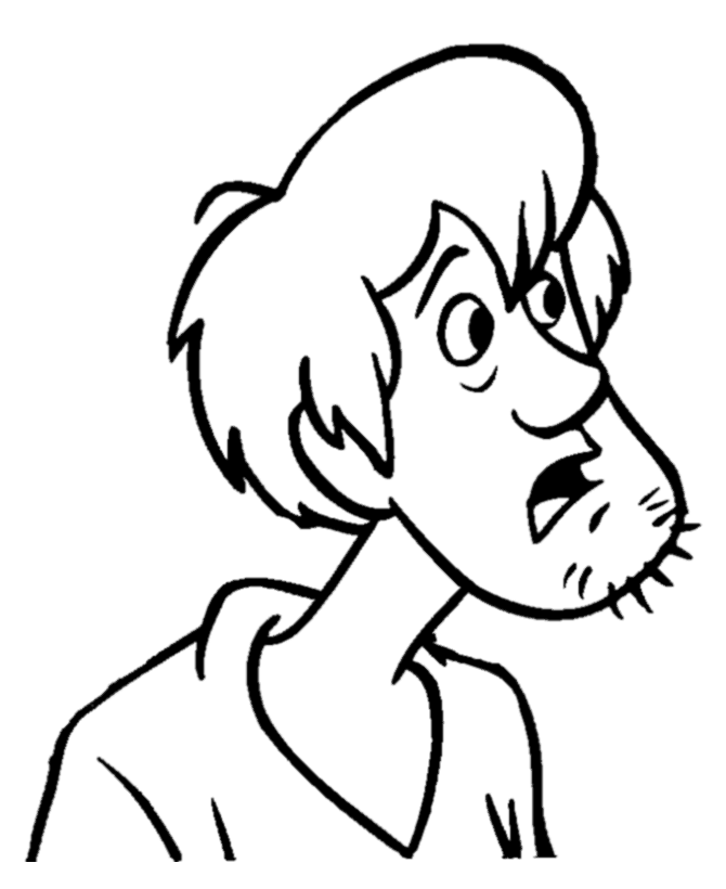 Scooby Doo Coloring Pages - Shaggy looking confused - Free Printable TV and  Movie Coloring Pages | BlueBonkers