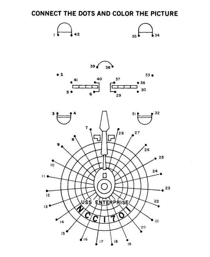  Starship Enterprise dot-to-dot page