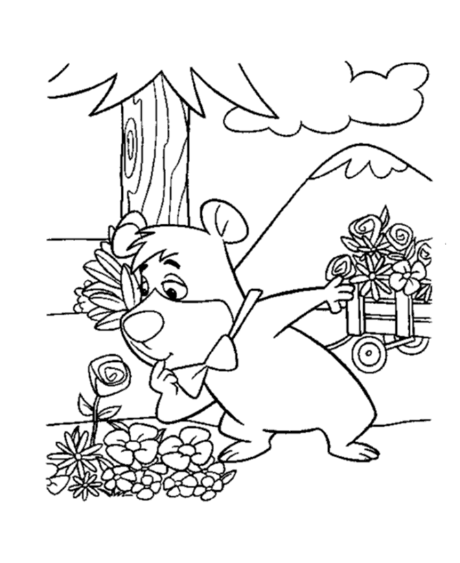 yogi bear and boo boo. BooBoo Bear Coloring page