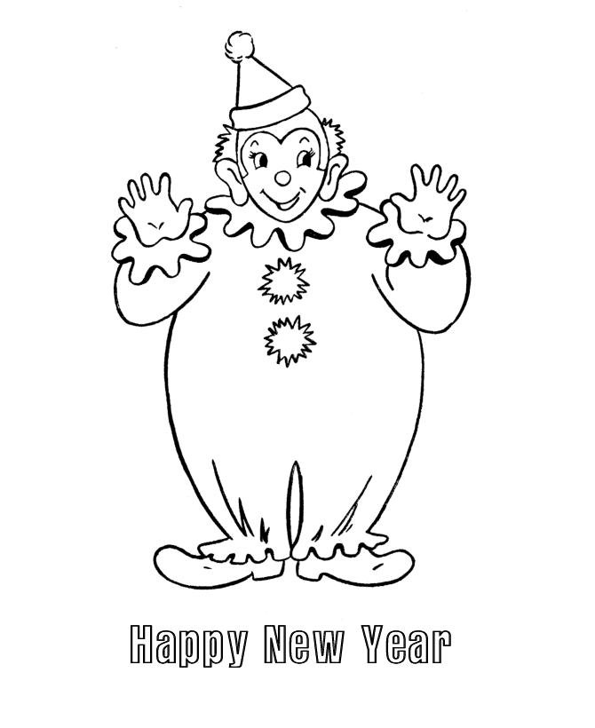 New Year's Clown Coloring page