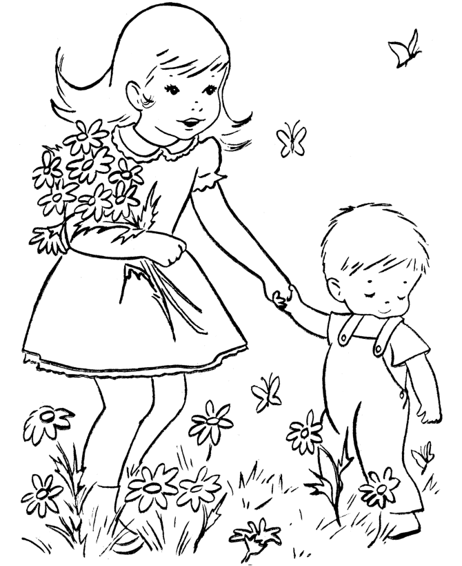 Spring fun coloring page