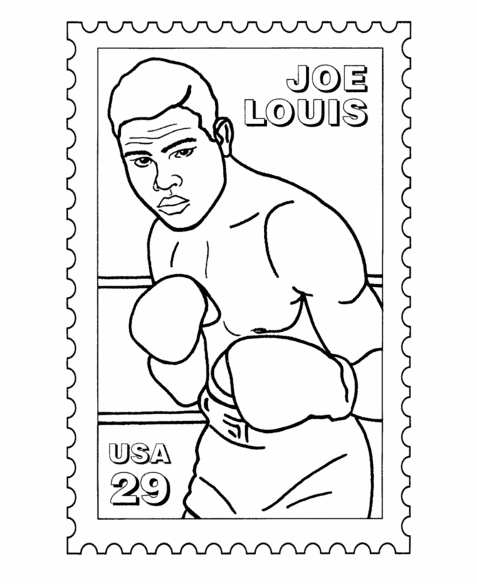 Joe Louis Postage Stamp Coloring Pages 