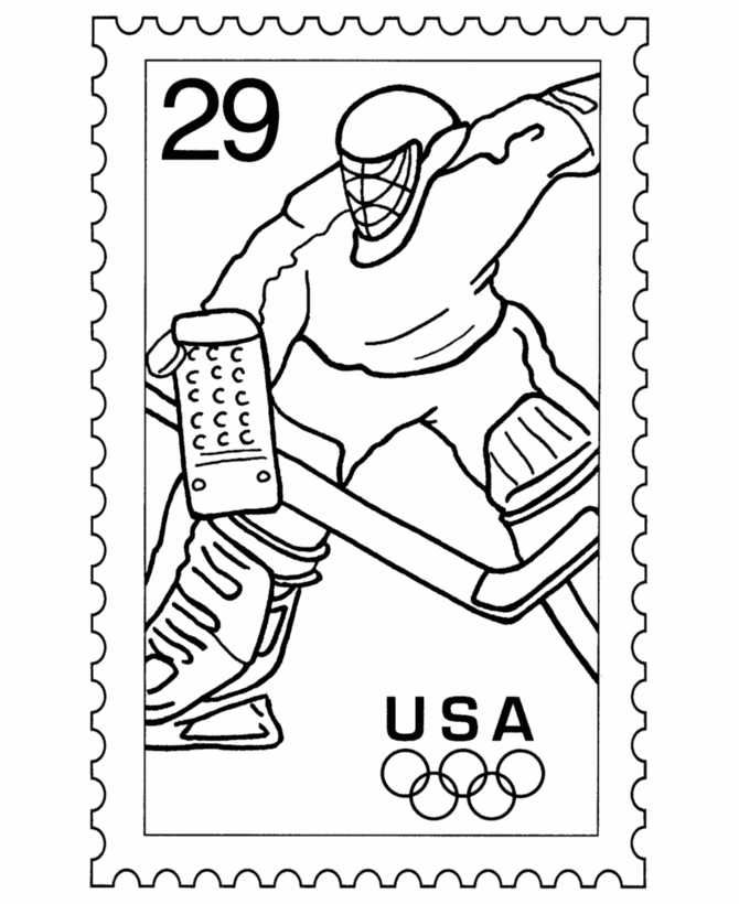Olympic Sports Postage Stamp Coloring Pages 