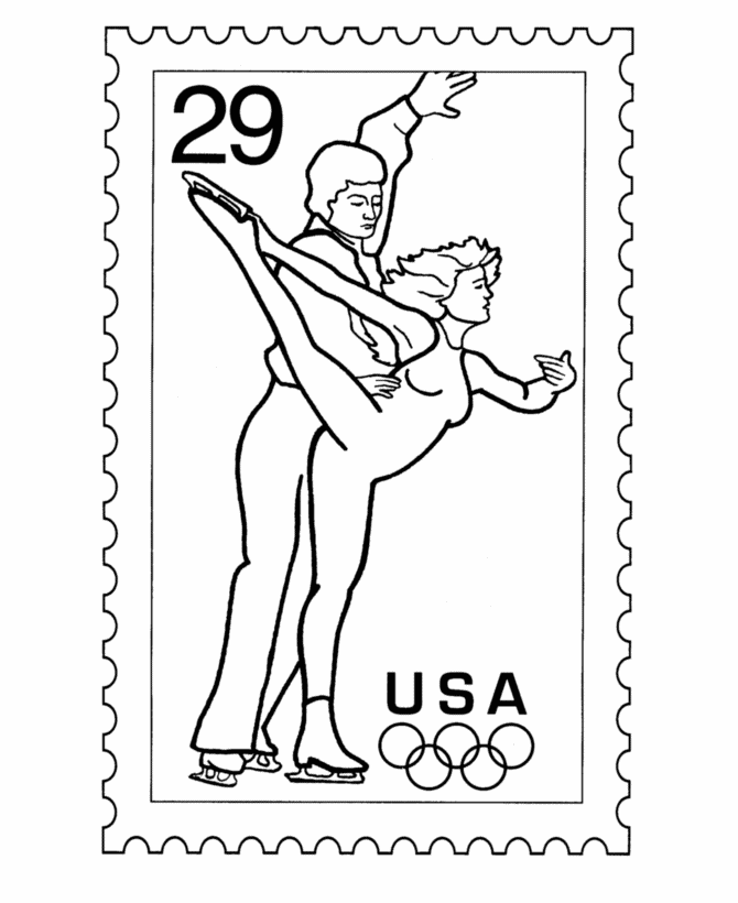 Olympic Sports Postage Stamp Coloring Pages 