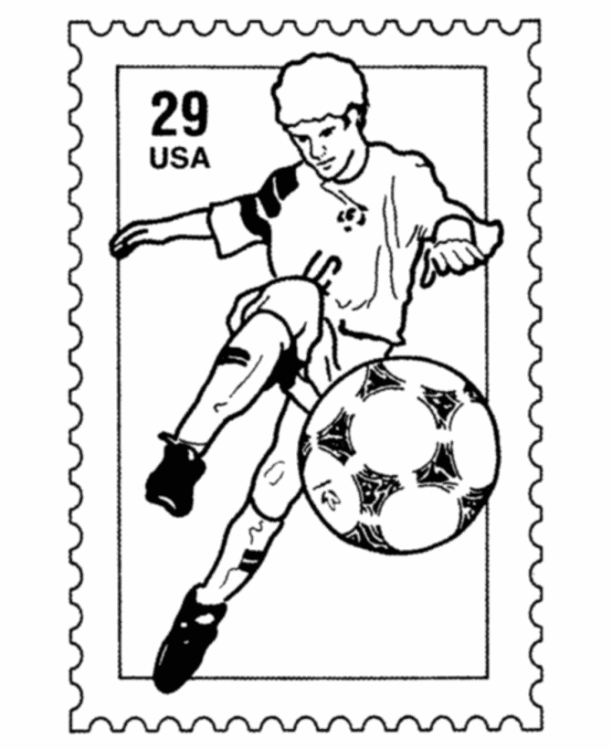 Olympic Soccer Postage Stamp Coloring Pages 