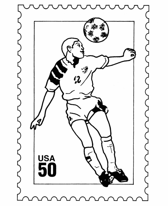 Soccer Sports Postage Stamp Coloring Pages 
