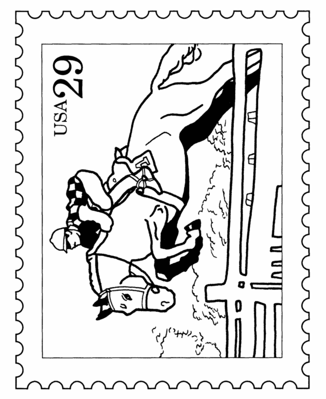Steeplechase Postage Stamp Coloring Pages 
