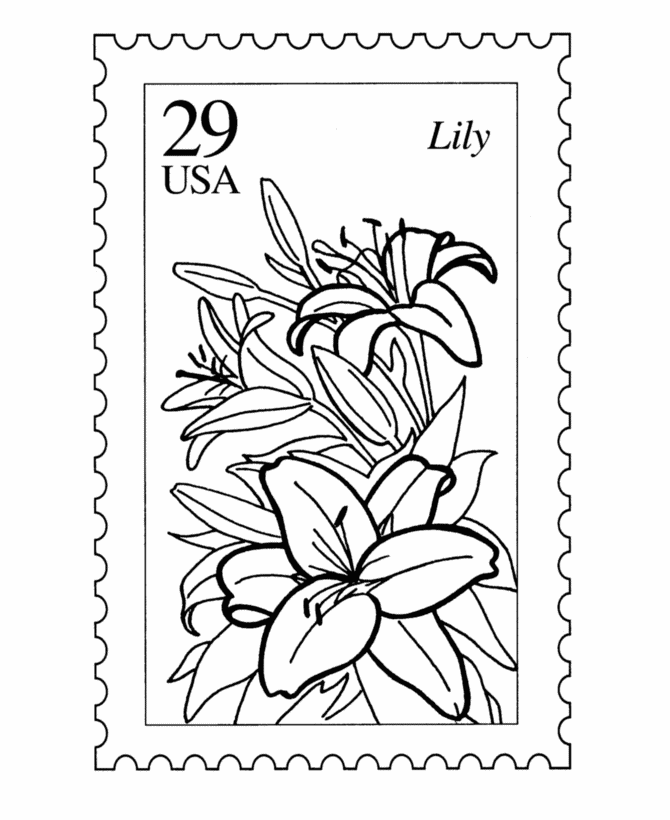 Nature Flowers Postage Stamp Coloring Pages 