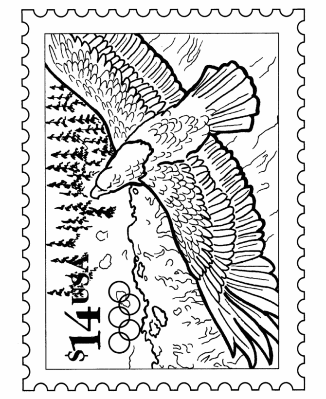  Bald Eagle Postage Stamp Coloring Pages 