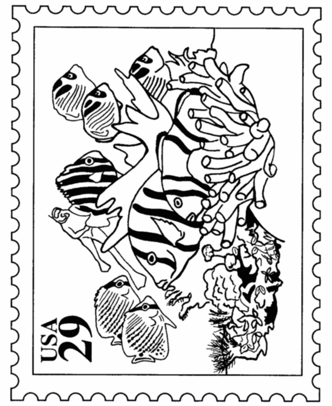  Tropical Fish Stamp Coloring Pages 