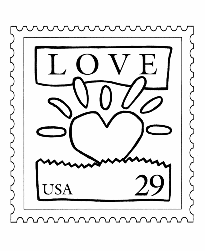 Love Heart Stamp Coloring Pages 