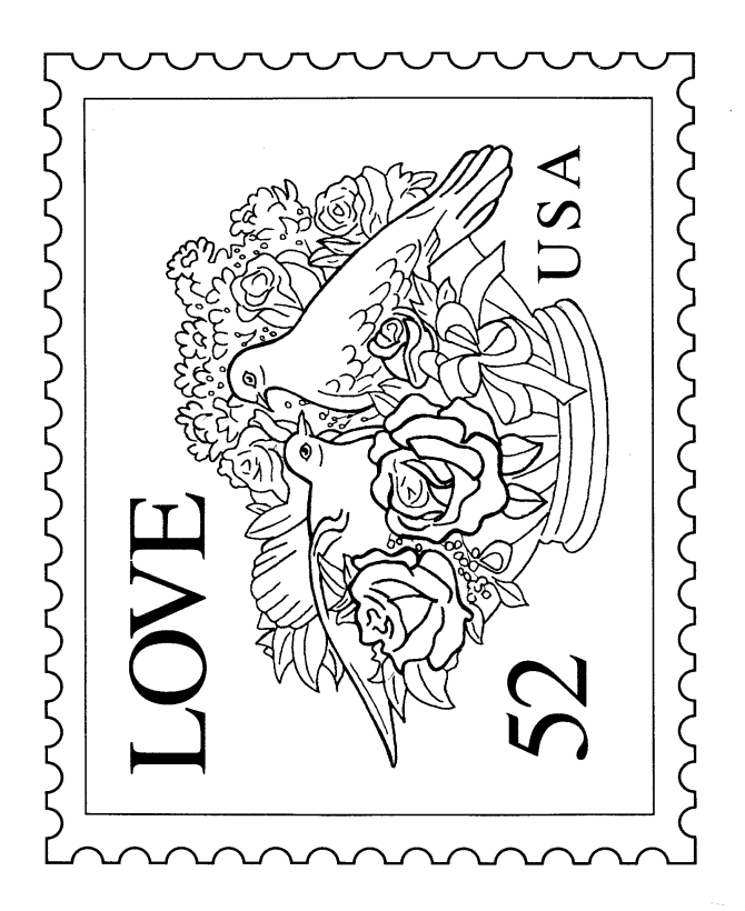 Love Doves Stamp Coloring Pages 