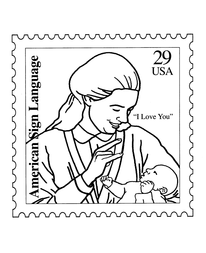 Sign Language Stamp Coloring Pages 