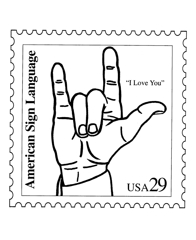 Sign Language Stamp Coloring Pages 