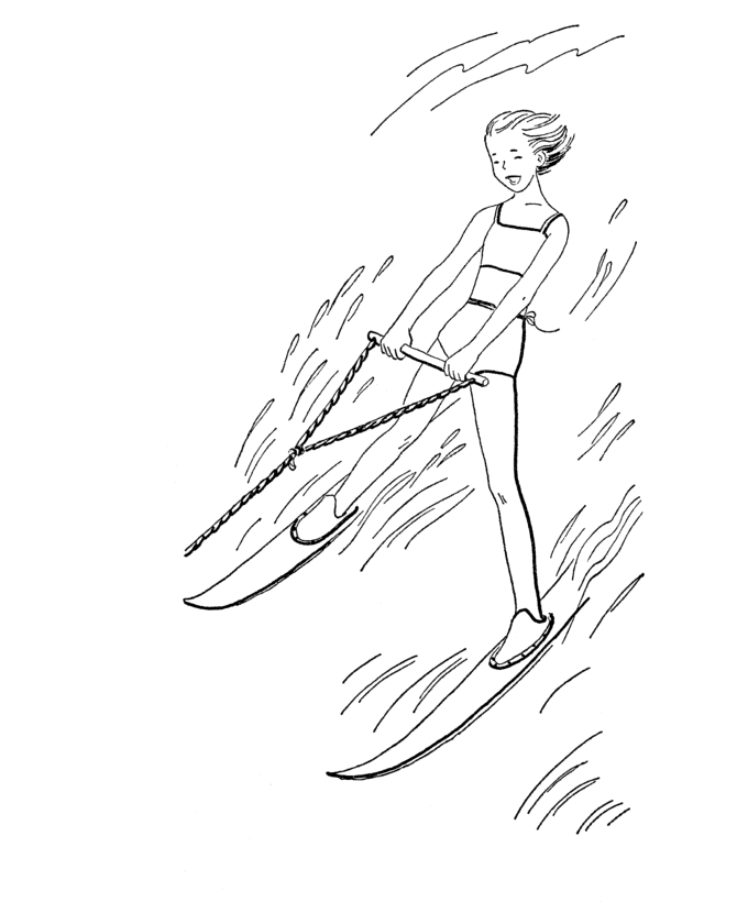 Summer Fun - Water Skiing coloring page