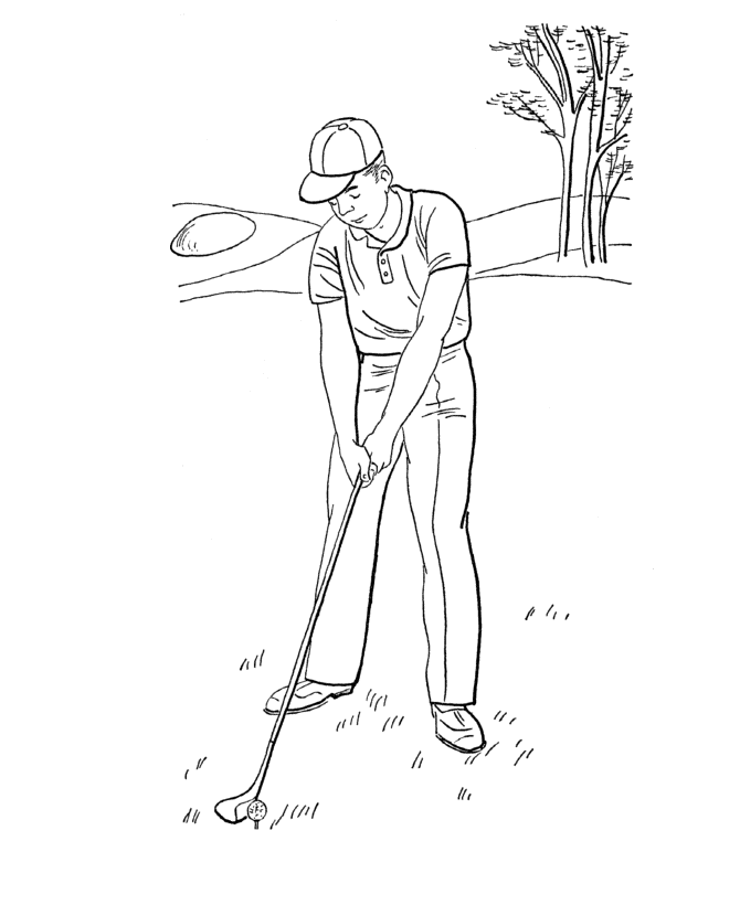 Summer Fun - Playing Golf coloring page